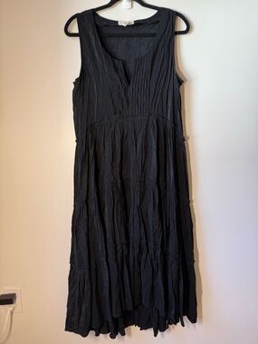 Denim & Supply Ralph Lauren Black Sleeveless Tiered Maxi Dress loose fit flowy